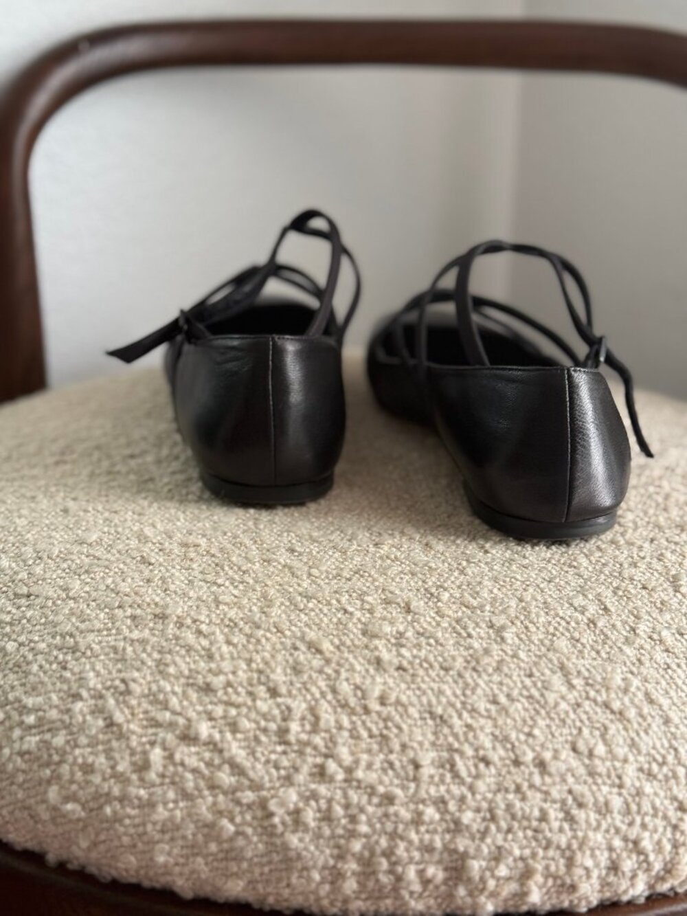 Jimmy Choo Black Leather Lace Up Ballet Flats Wrap Strap Ballerina Shoes - Picture 4 of 4